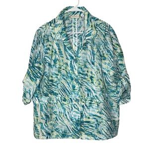 Chico's Women's Multicolor Linen/Nylon Button Front Jacket Size 3(XL)